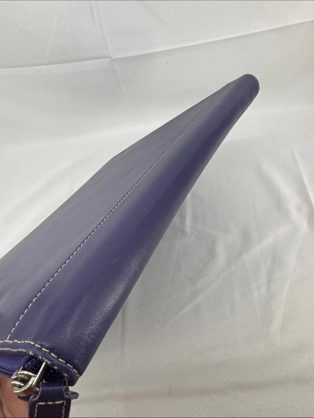 Levenger Leather Executive Zip Letter Portfolio Binder in Violet, BMH initials